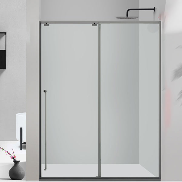 One-shaped Transparent Glass Shower Door, Semi-frameless Shower Single Sliding Door