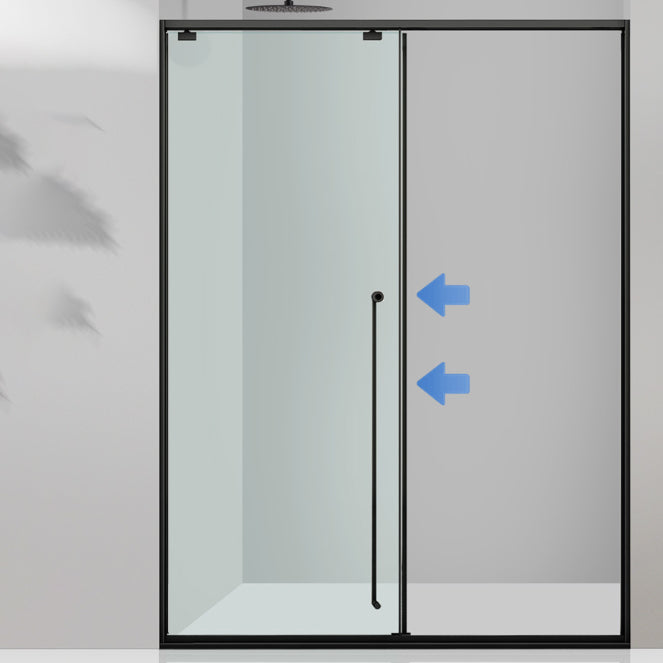 One-shaped Transparent Glass Shower Door, Semi-frameless Shower Single Sliding Door