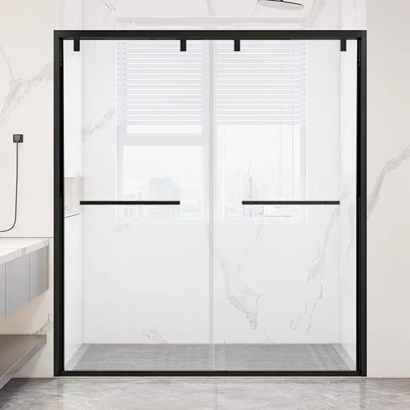 Double Sliding Semi Frameless Inline Tempered Glass Shower Door