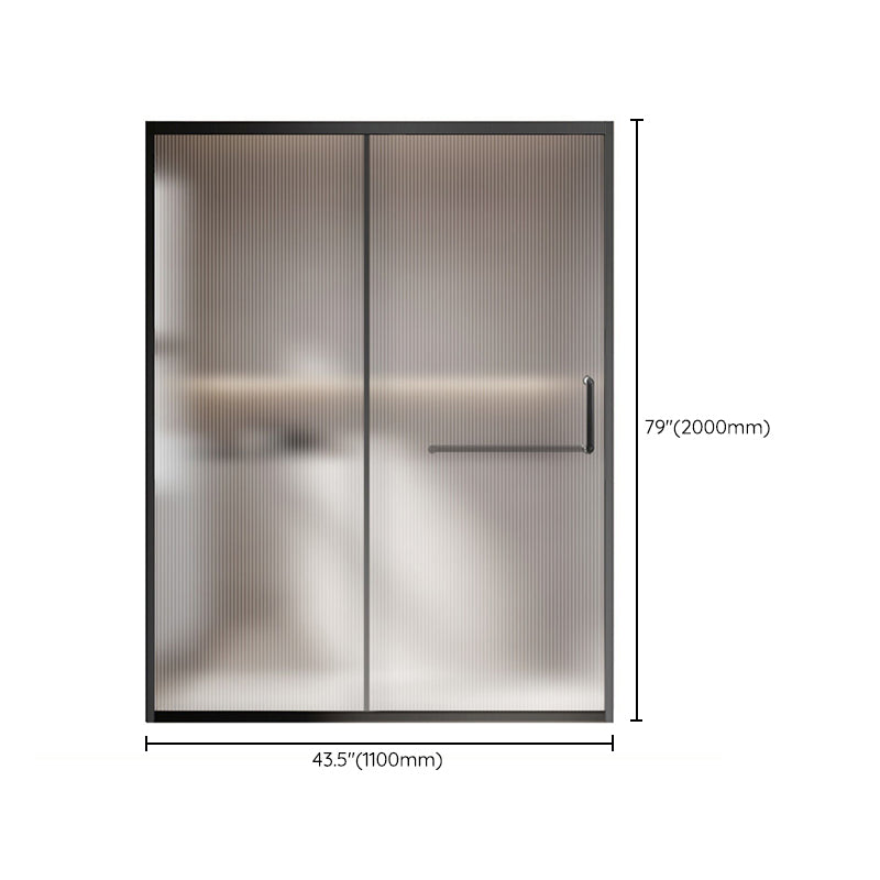 Matt Black Full Frame Single Sliding Door Shower Door, One-line Partition Bathroom Door