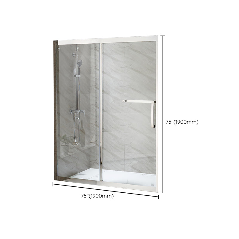 Silver Semi Frameless Single Move Tempered Glass Shower Door