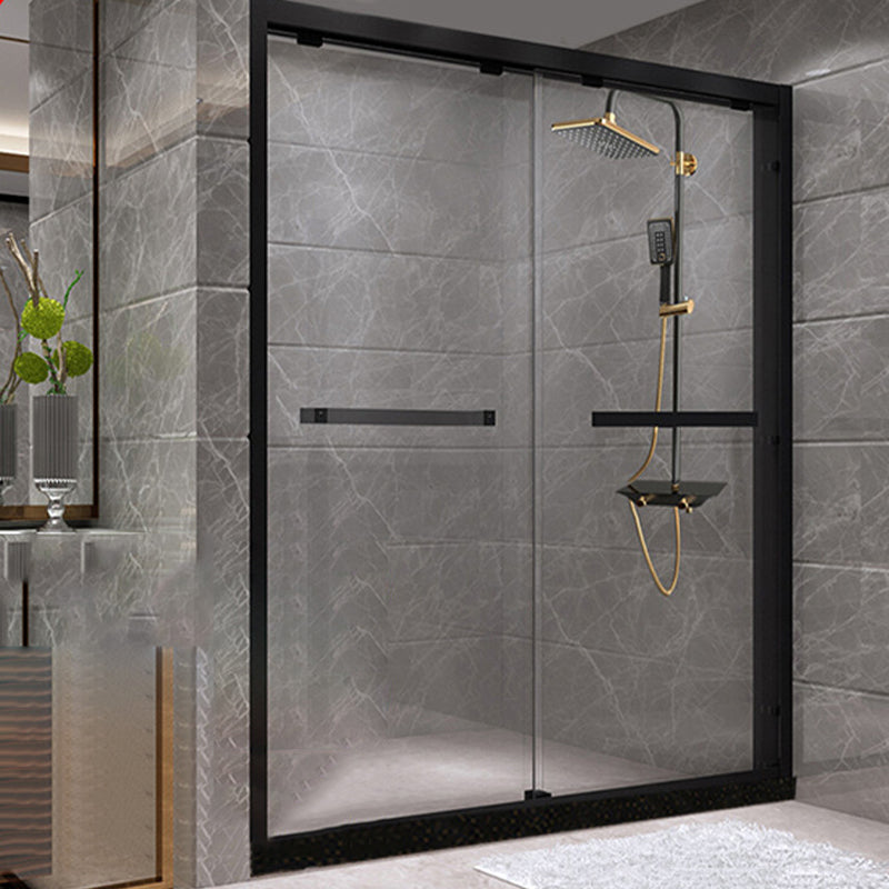 Tempered Glass Bathroom Door, Double Sliding Semi Frameless Shower Door