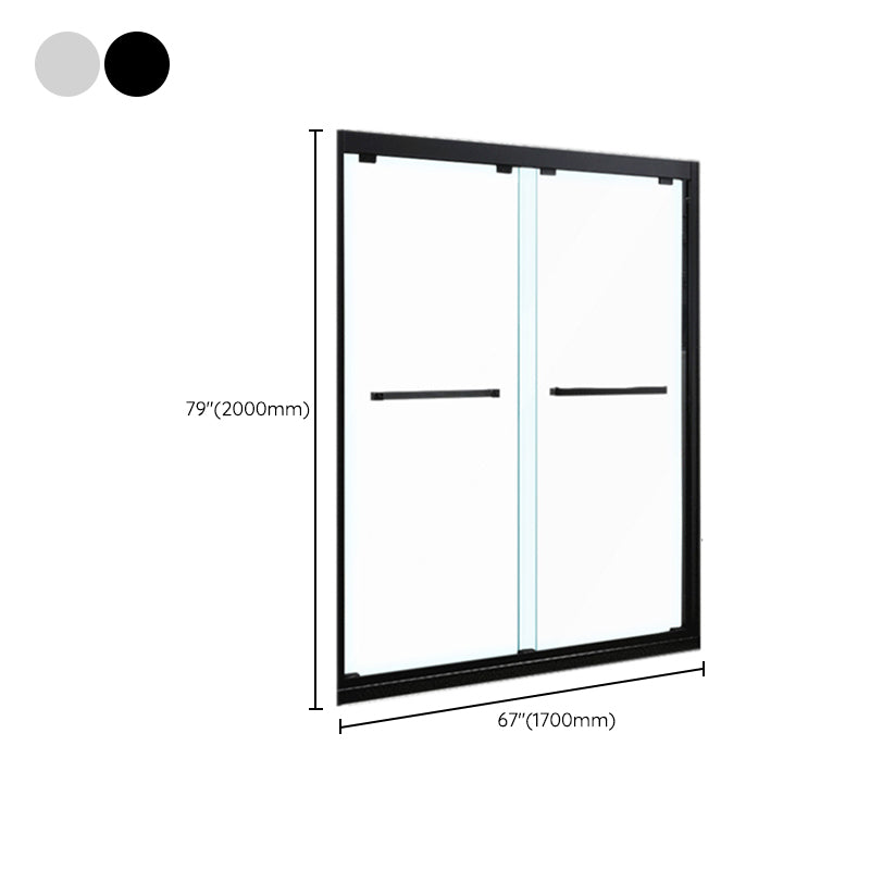 Tempered Glass Bathroom Door, Double Sliding Semi Frameless Shower Door