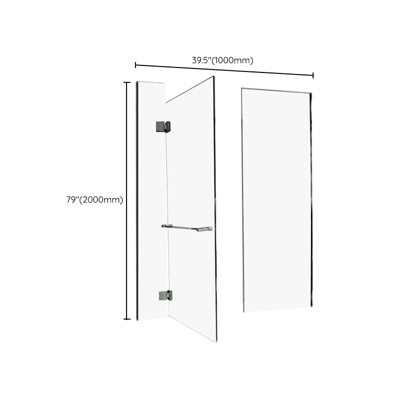 Inline Hinged Frameless Tempered Glass Shower Door, Transparent Shower Screen