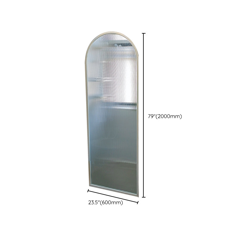 White Full Frame Single Fixed Panel, Half Partition Arched Waterproof Bathroom Screen
