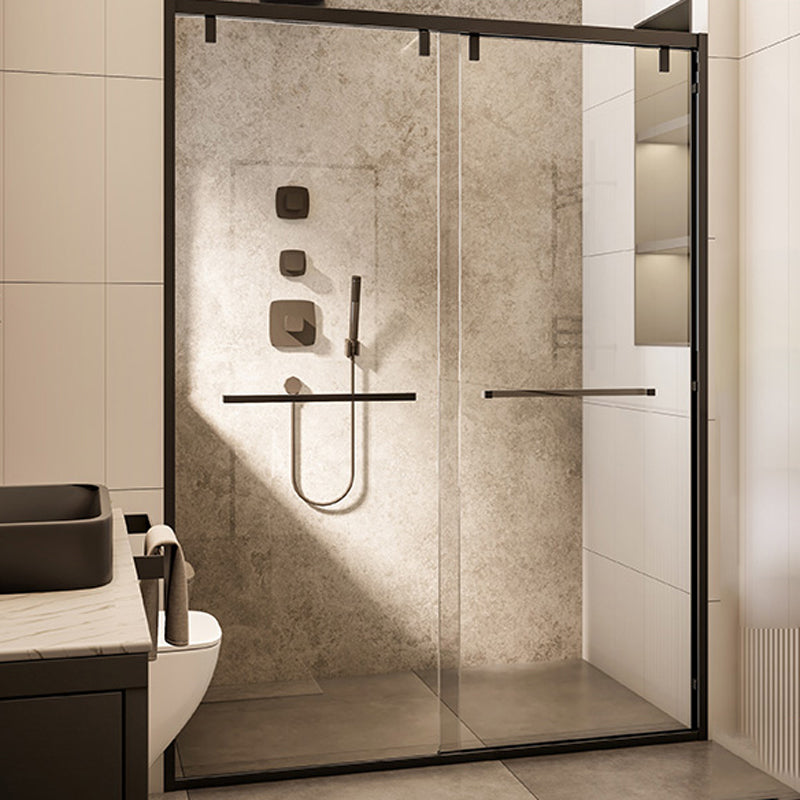 Black Stainless Steel Narrow Frame Semi Frameless Double Sliding Shower Door