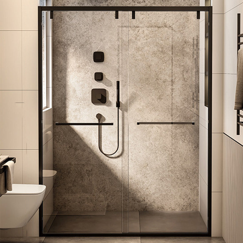 Black Stainless Steel Narrow Frame Semi Frameless Double Sliding Shower Door