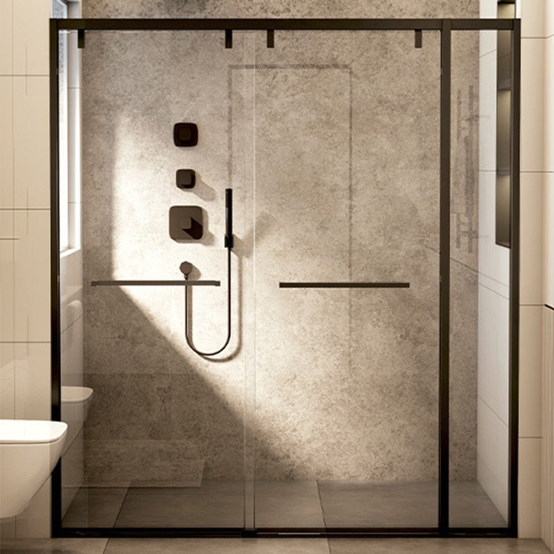 Black Stainless Steel Narrow Frame Semi Frameless Double Sliding Shower Door