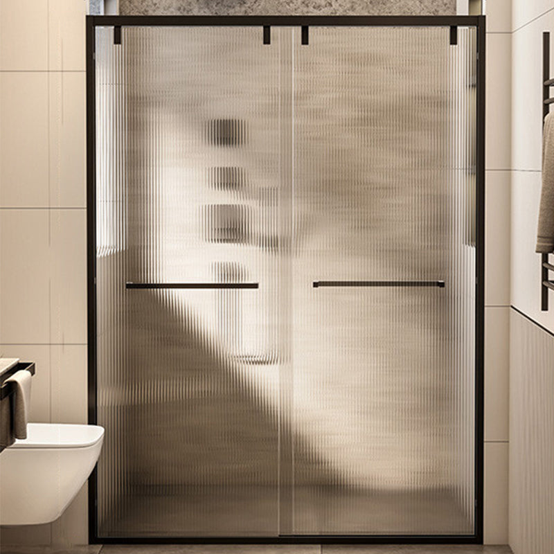 Black Stainless Steel Narrow Frame Semi Frameless Double Sliding Shower Door