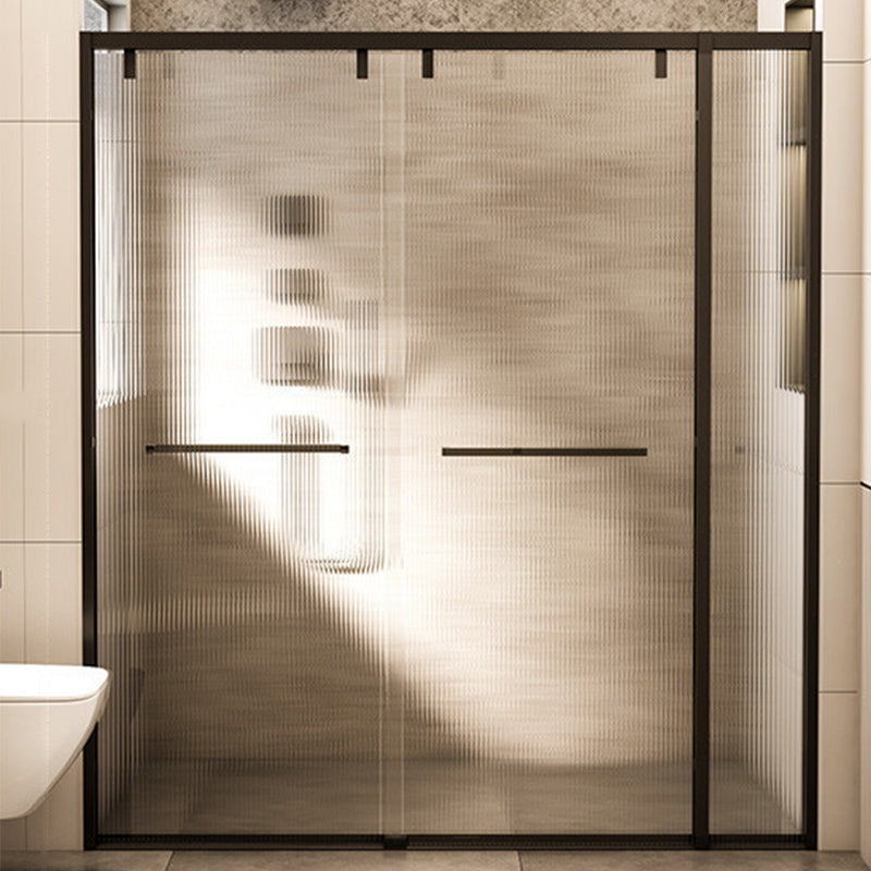 Black Stainless Steel Narrow Frame Semi Frameless Double Sliding Shower Door