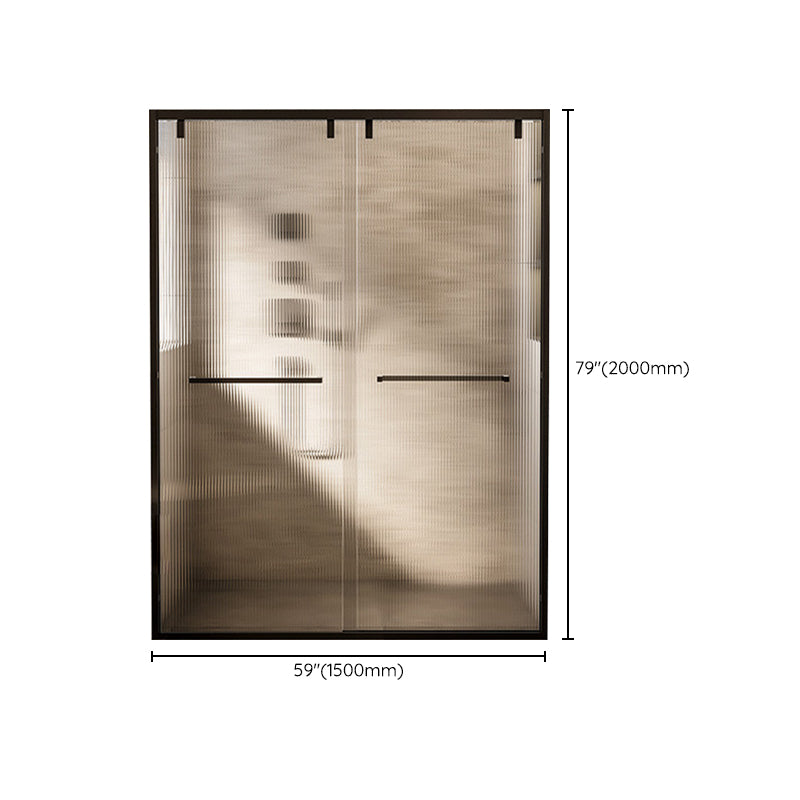 Black Stainless Steel Narrow Frame Semi Frameless Double Sliding Shower Door