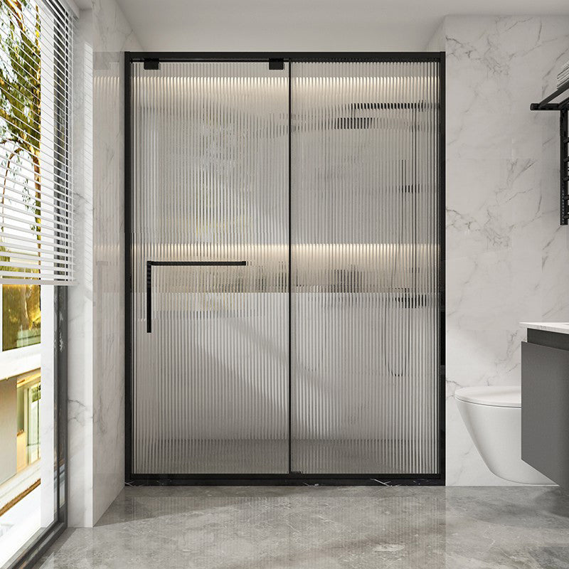 Black Stainless Steel Narrow Frame Semi Frameless Single Swing Shower Door