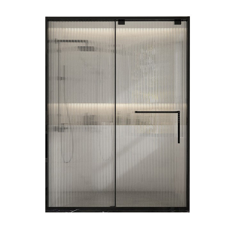 Black Stainless Steel Narrow Frame Semi Frameless Single Swing Shower Door