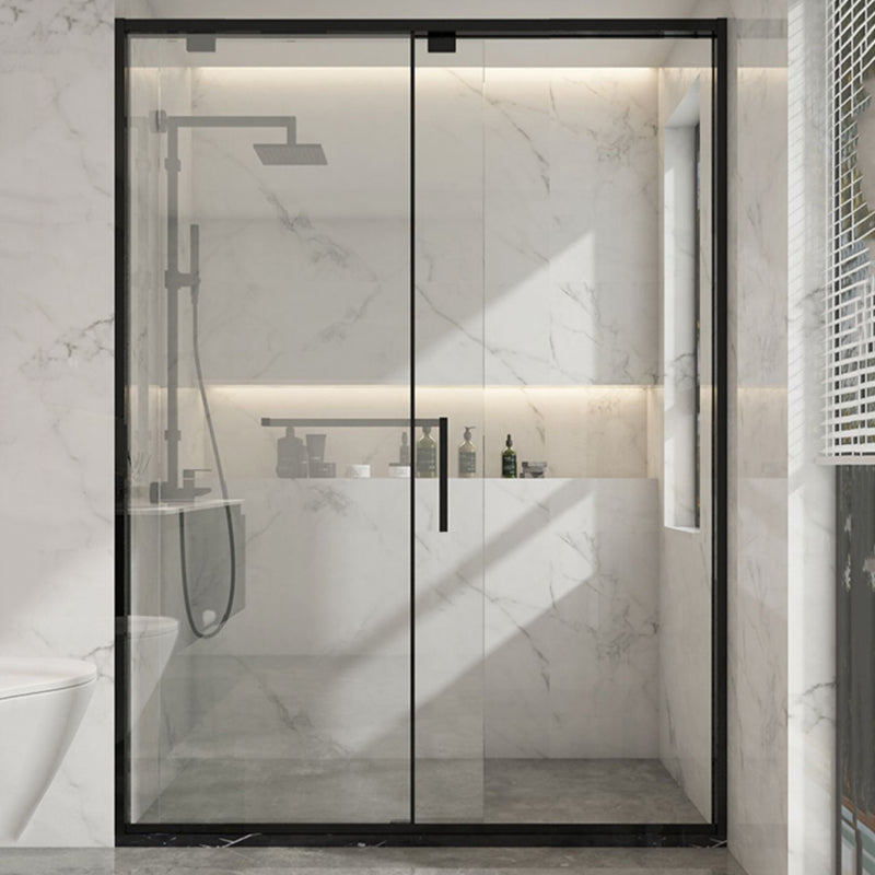 Black Stainless Steel Narrow Frame Semi Frameless Single Swing Shower Door