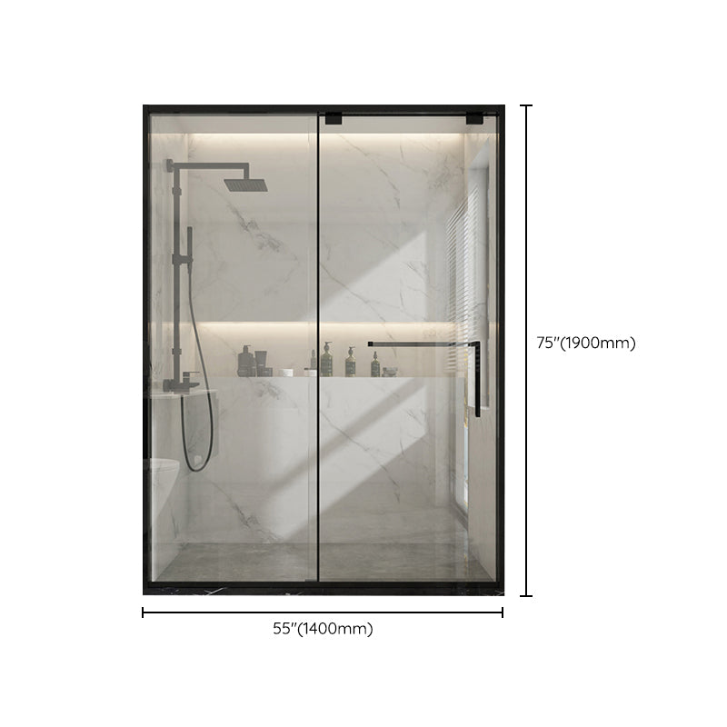 Black Stainless Steel Narrow Frame Semi Frameless Single Swing Shower Door