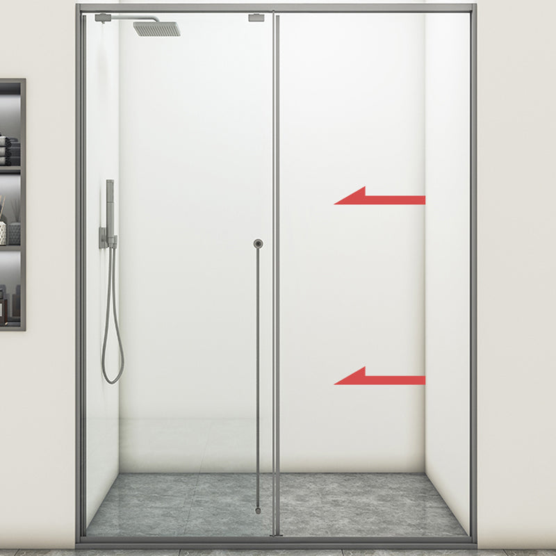 Gray Semi Frameless Stainless Steel Single Move Tempered Glass Shower Door