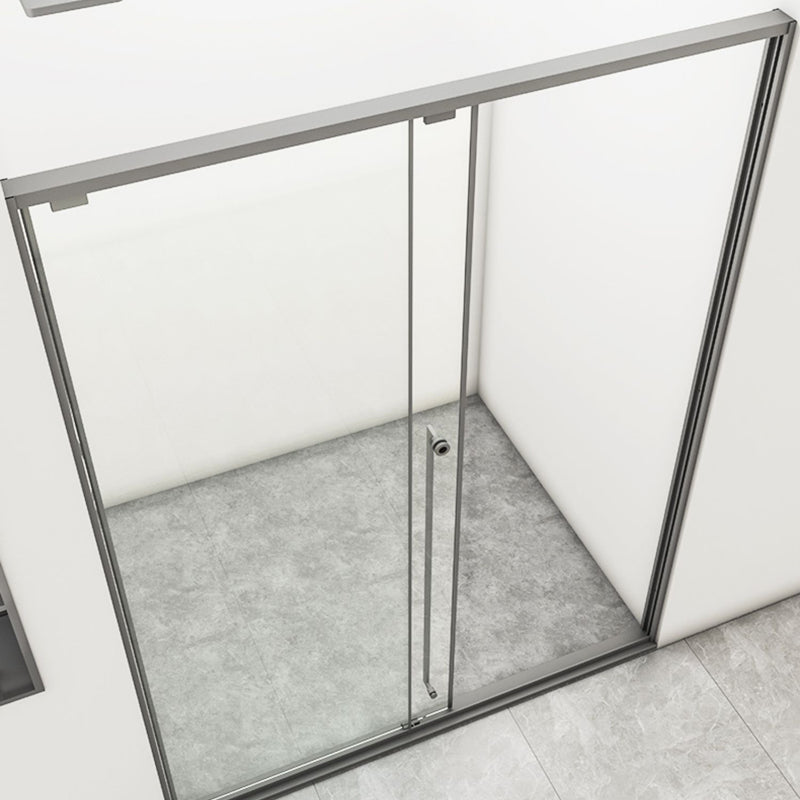 Gray Semi Frameless Stainless Steel Single Move Tempered Glass Shower Door
