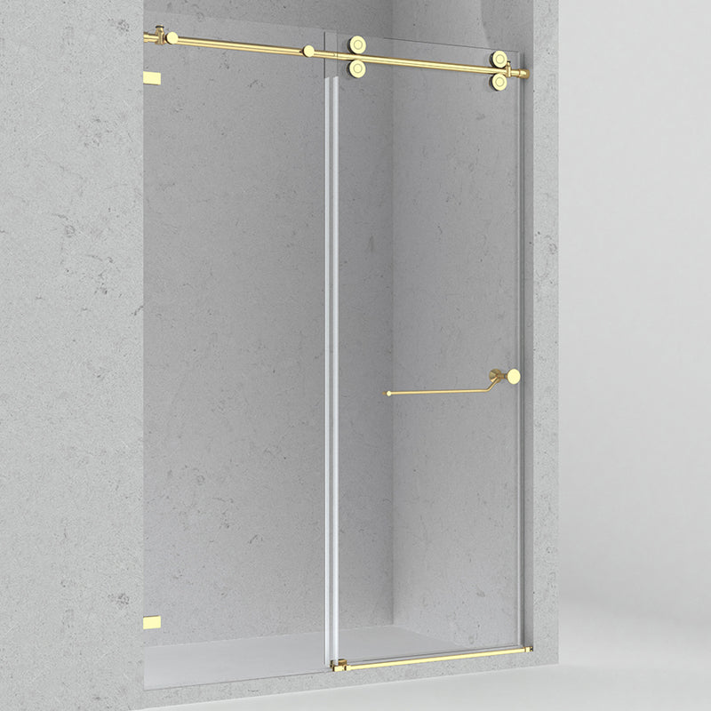 Minimalist Stainless Steel Hanging Wheel Frameless Single Sliding Shower Door