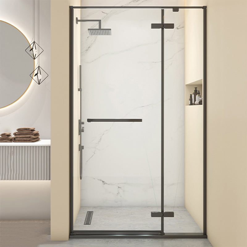 Hinged Stainless Steel Semi Frameless Shower Screen Black Narrow Edge Shower Door