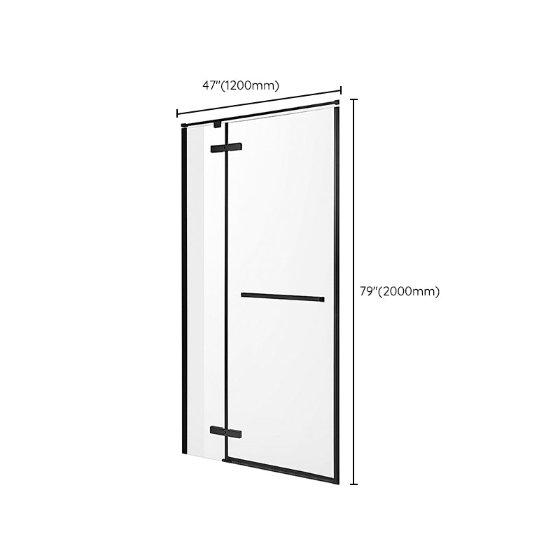 Hinged Stainless Steel Semi Frameless Shower Screen Black Narrow Edge Shower Door