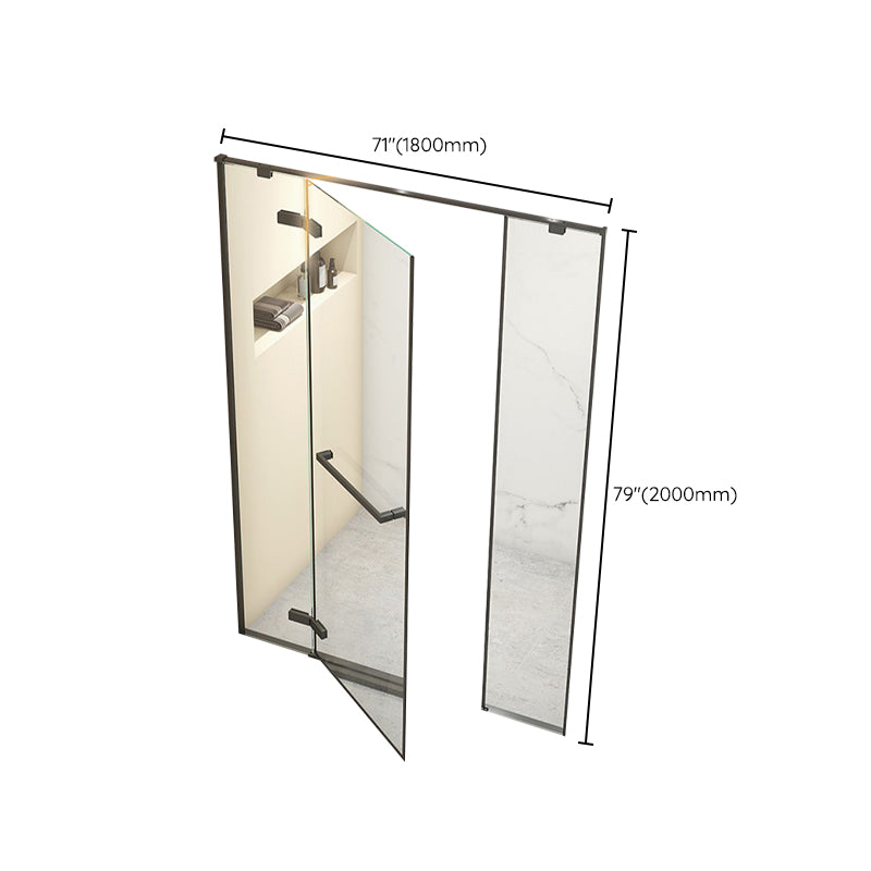 Hinged Stainless Steel Semi Frameless Shower Screen Black Narrow Edge Shower Door