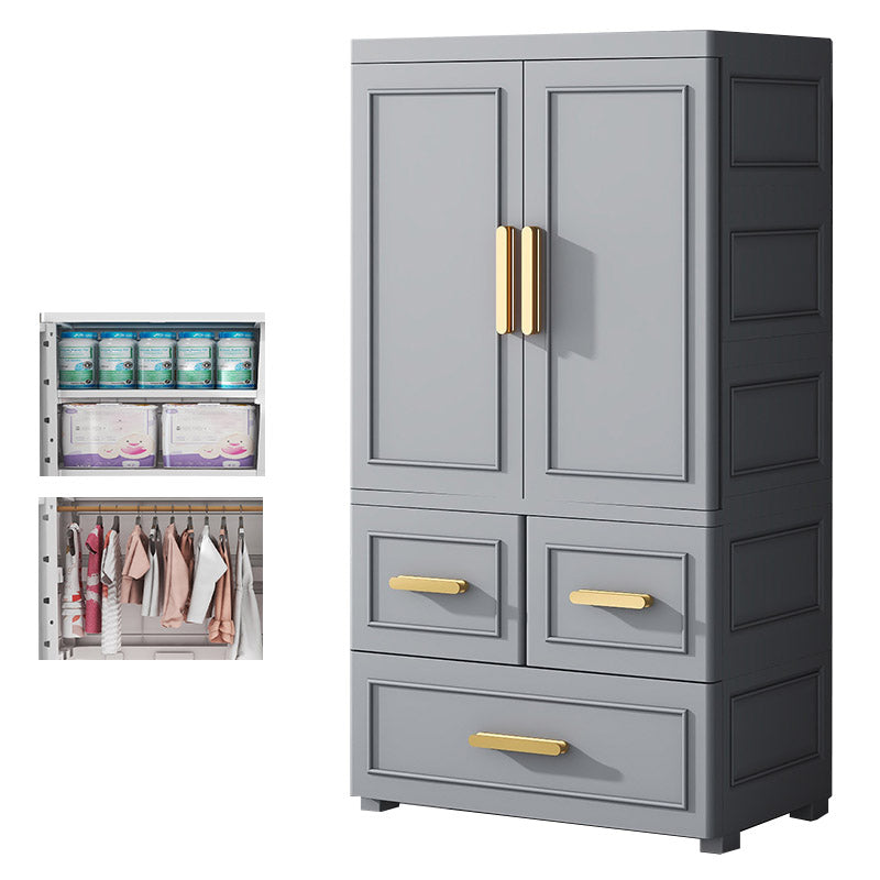 Contemporary Bedroom Armoire Plastic Wardrobe Armoire with Garment Rod