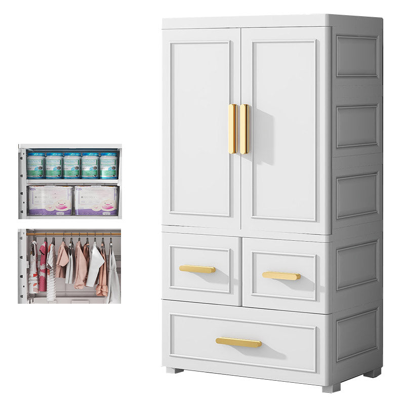 Contemporary Bedroom Armoire Plastic Wardrobe Armoire with Garment Rod