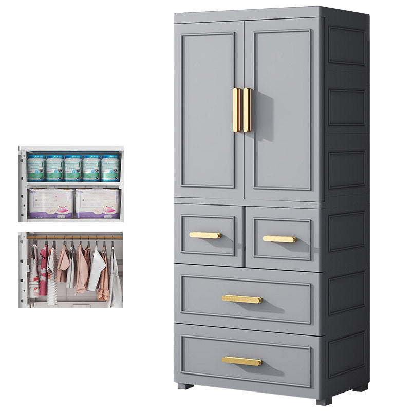 Contemporary Bedroom Armoire Plastic Wardrobe Armoire with Garment Rod