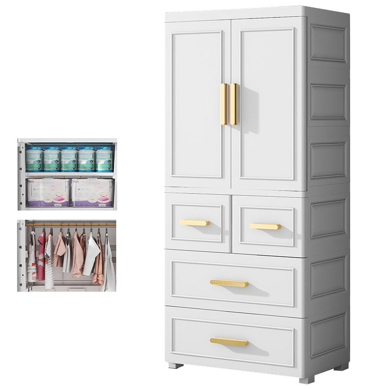 Contemporary Bedroom Armoire Plastic Wardrobe Armoire with Garment Rod