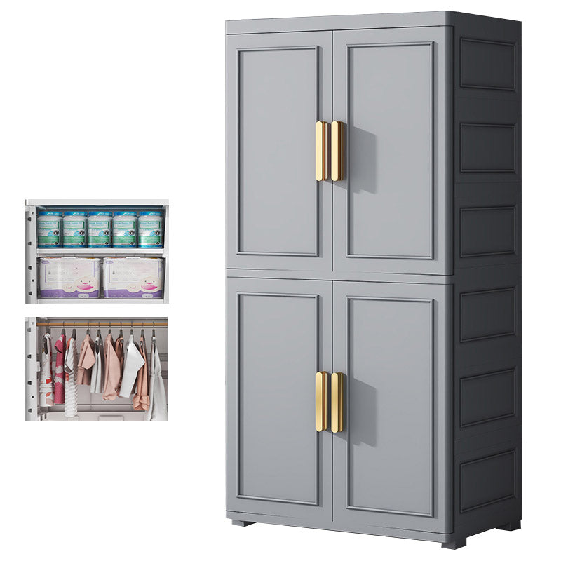 Contemporary Bedroom Armoire Plastic Wardrobe Armoire with Garment Rod