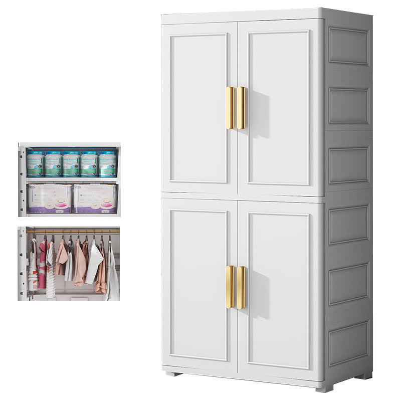 Contemporary Bedroom Armoire Plastic Wardrobe Armoire with Garment Rod