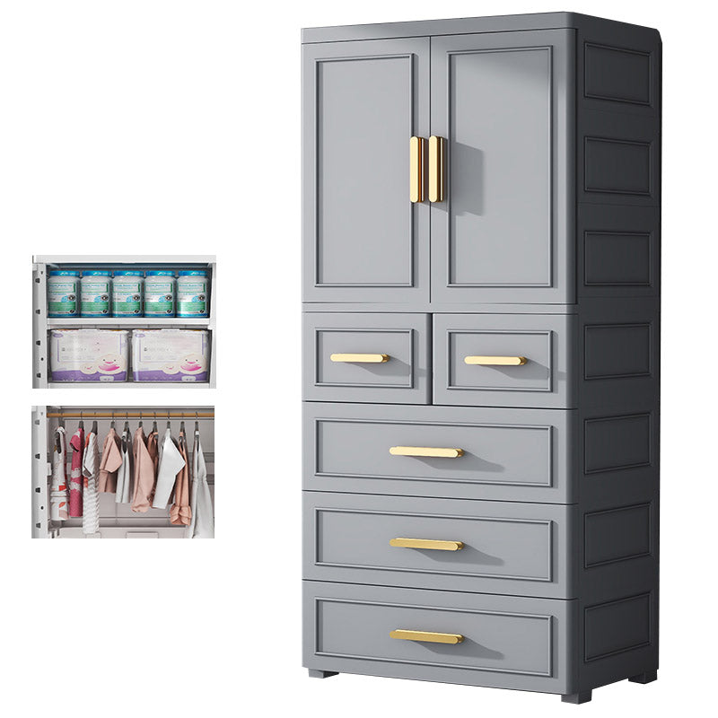 Contemporary Bedroom Armoire Plastic Wardrobe Armoire with Garment Rod