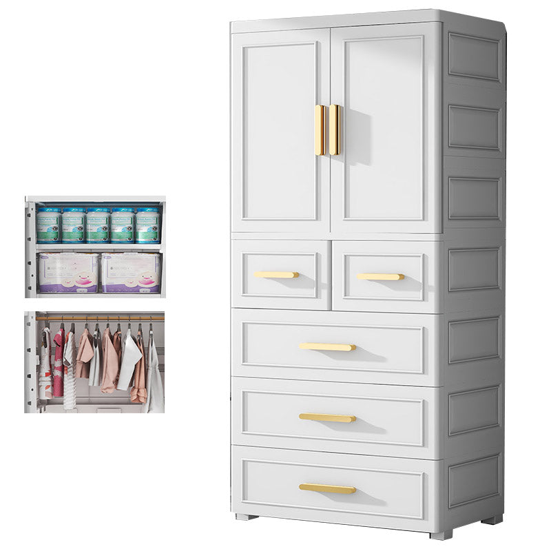 Contemporary Bedroom Armoire Plastic Wardrobe Armoire with Garment Rod