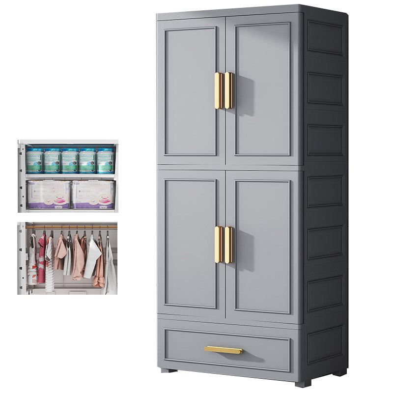 Contemporary Bedroom Armoire Plastic Wardrobe Armoire with Garment Rod