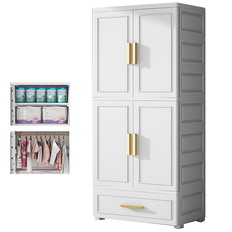 Contemporary Bedroom Armoire Plastic Wardrobe Armoire with Garment Rod