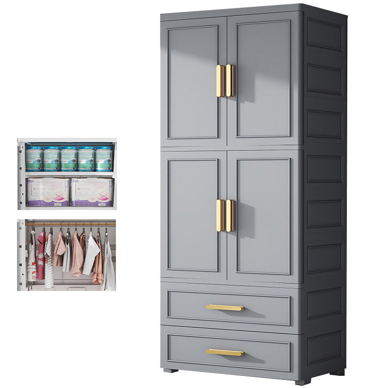 Contemporary Bedroom Armoire Plastic Wardrobe Armoire with Garment Rod