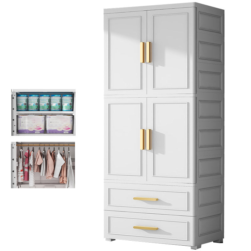 Contemporary Bedroom Armoire Plastic Wardrobe Armoire with Garment Rod