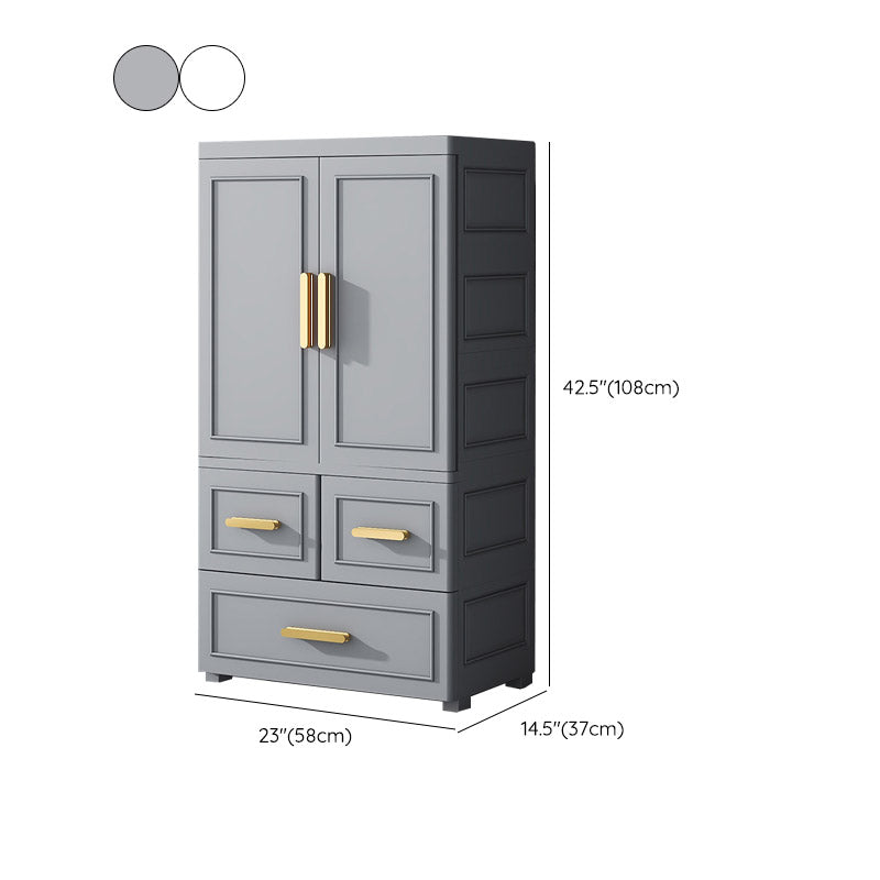 Contemporary Bedroom Armoire Plastic Wardrobe Armoire with Garment Rod