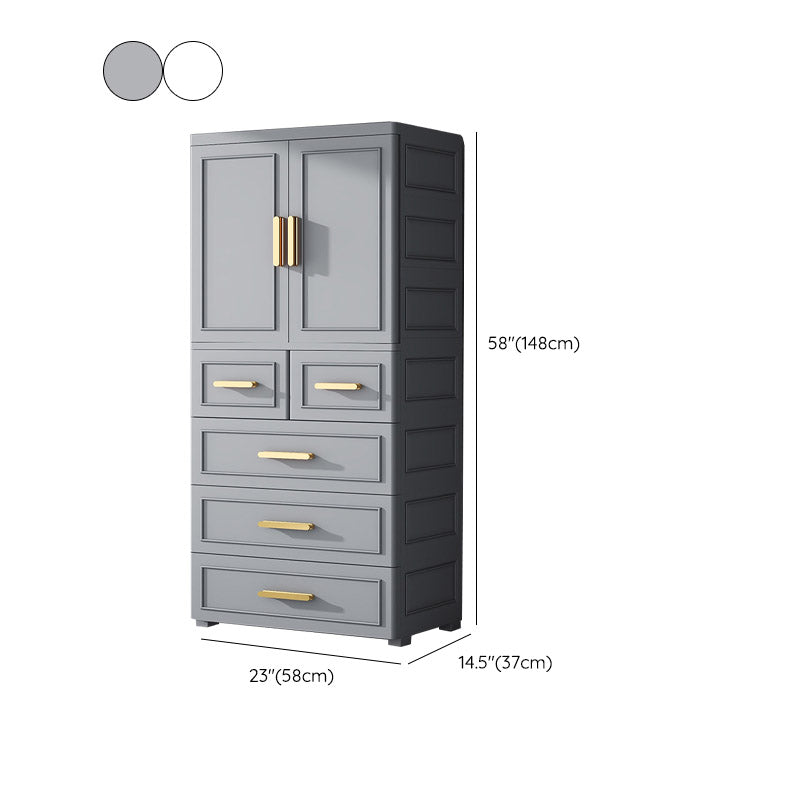 Contemporary Bedroom Armoire Plastic Wardrobe Armoire with Garment Rod