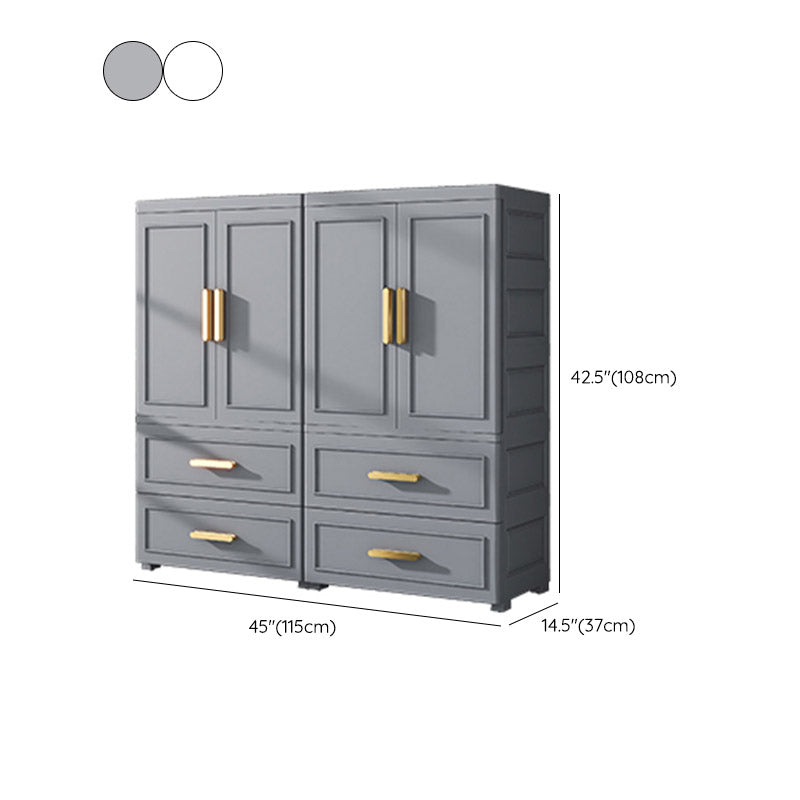 Contemporary Bedroom Armoire Plastic Wardrobe Armoire with Garment Rod