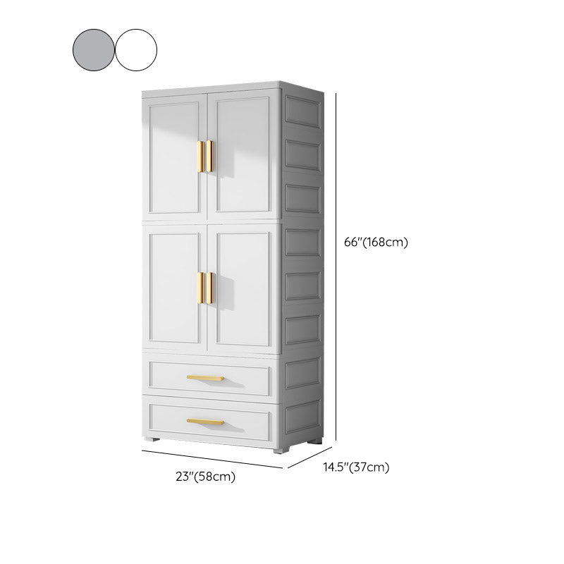 Contemporary Bedroom Armoire Plastic Wardrobe Armoire with Garment Rod