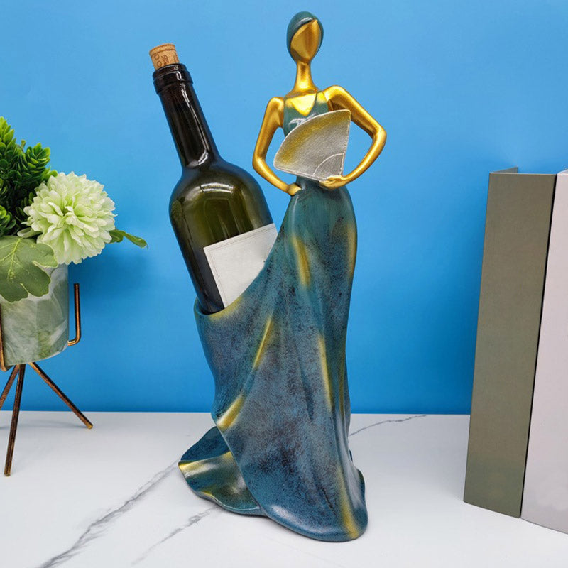 Glam Tabletop Wine Bottle Holder Resin Wine Rack Bottle in Blue