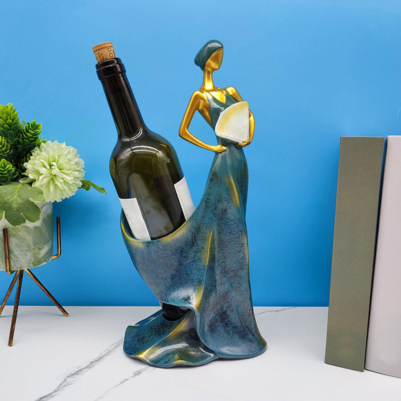 Glam Tabletop Wine Bottle Holder Resin Wine Rack Bottle in Blue