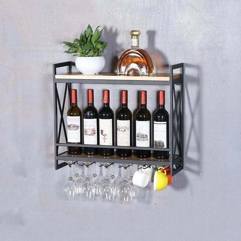 Steel Wine Rack Modern Wall Mounted Wine Holder Rack with Shelf