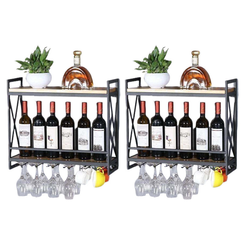 Steel Wine Rack Modern Wall Mounted Wine Holder Rack with Shelf