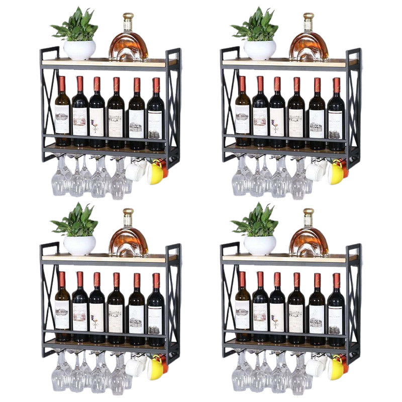 Steel Wine Rack Modern Wall Mounted Wine Holder Rack with Shelf