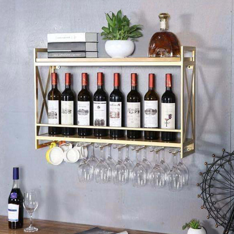 Steel Wine Rack Modern Wall Mounted Wine Holder Rack with Shelf