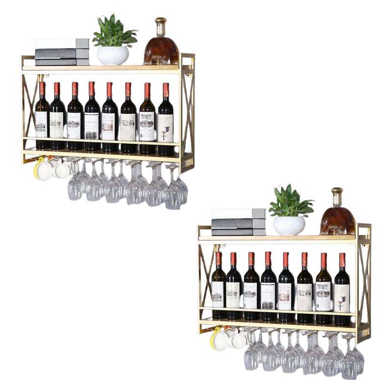 Steel Wine Rack Modern Wall Mounted Wine Holder Rack with Shelf