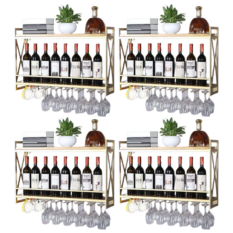 Steel Wine Rack Modern Wall Mounted Wine Holder Rack with Shelf