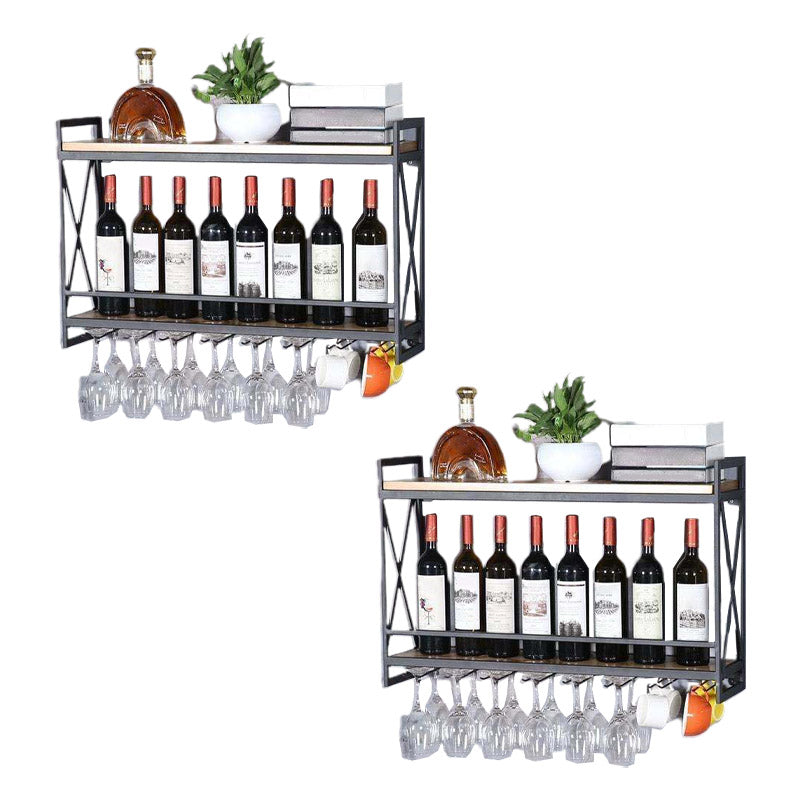 Steel Wine Rack Modern Wall Mounted Wine Holder Rack with Shelf